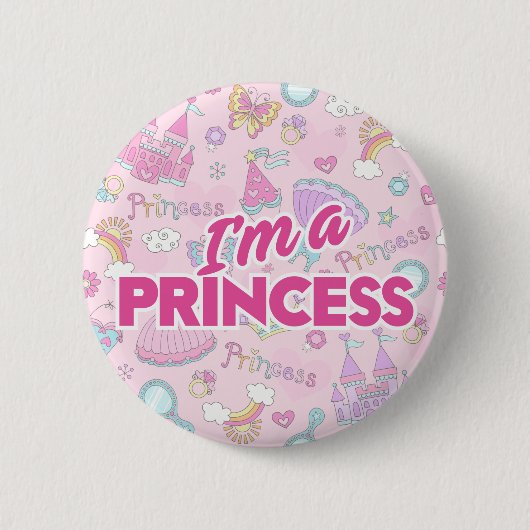 Badge Rond 5 Cm Je suis un bouton Princesse (Devant)