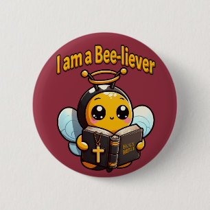 Badge Rond 5 Cm Je suis un Chrétien Bee-Liever