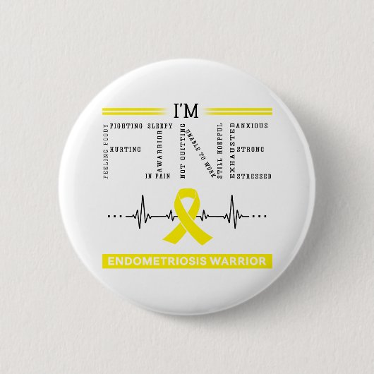 Badge Rond 5 Cm Je suis un guerrier de l'Endometriose fine (Devant)