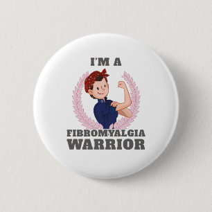 Badge Rond 5 Cm Je suis un guerrier Fibromyalgia FM cadeau de sens