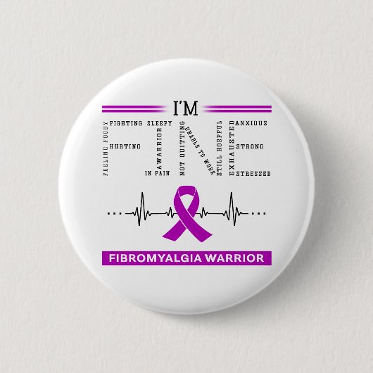 Badge Rond 5 Cm Je suis un guerrier fibromyalgique (Devant)