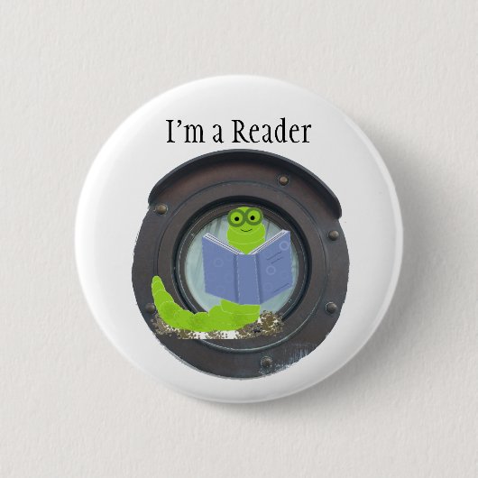 Badge Rond 5 Cm Je suis un lecteur, bookworm Button (Devant)