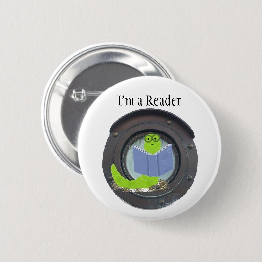Badge Rond 5 Cm Je suis un lecteur, bookworm Button (Devant & derrière)