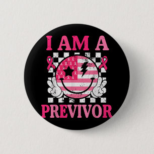 Badge Rond 5 Cm Je Suis Un Prévivant Pink Ribbon Lauréate Du Cance