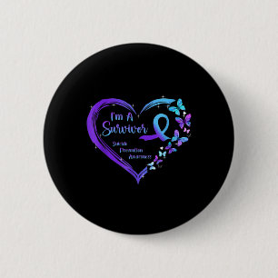 Badge Rond 5 Cm Je suis Un Survivant Beurre Coeur Prévention du Su