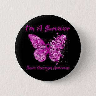 Badge Rond 5 Cm Je suis un survivant Cerveau Aneurysme sensibilisa