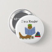 Badge Rond 5 Cm Je suis un ver de lecture (Devant & derrière)