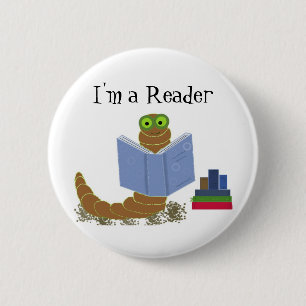 Badge Rond 5 Cm Je suis un ver de lecture