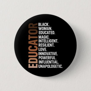 Badge Rond 5 Cm Je Suis Une Éducatrice Noire Femme Afro Mois De L'