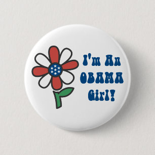 Badge Rond 5 Cm Je suis une fille d'Obama