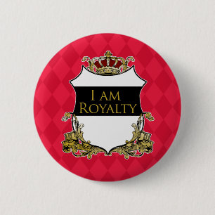 Badge Rond 5 Cm Je Suis Une Royauté Couronne Dorée Design Diamant