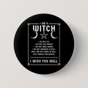 Badge Rond 5 Cm Je Suis Une Sorcière Wicca Halloween Costume Pagan