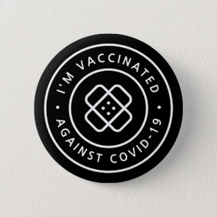 Badge Rond 5 Cm Je suis vacciné   Bouton Black Covid-19 Band-Aid