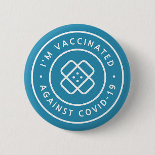 Badge Rond 5 Cm Je suis vacciné contre le Covid-19   Bande bleue
