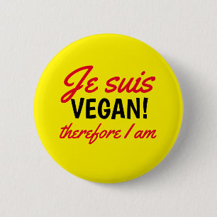 Badge Rond 5 Cm Je Suis Vegan Text Yellow