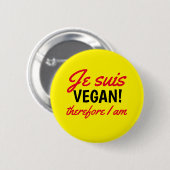 Badge Rond 5 Cm Je Suis Vegan Texte Jaune (Devant & derrière)
