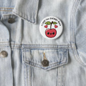 Badge Rond 5 Cm Je t'aime beaucoup Cerise (En situation)