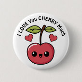 Badge Rond 5 Cm Je T'Aime Beaucoup Cherry (Devant)