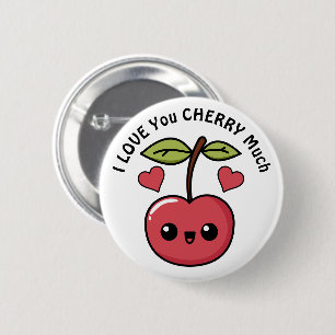 Badge Rond 5 Cm Je T'Aime Beaucoup Cherry