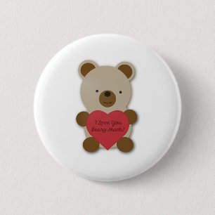 Badge Rond 5 Cm Je T'Aime Beurre Beaucoup Mignonne Ours Teddy