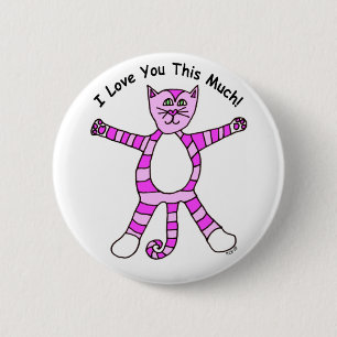 Badge Rond 5 Cm "Je t'aime ce bouton beaucoup" rosâtre de chat