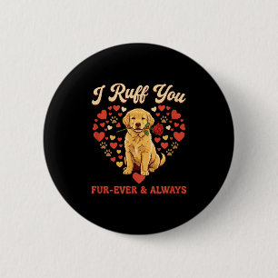 Badge Rond 5 Cm Je T'aime Chiots Retriever D'or Rose Coeur Chien G