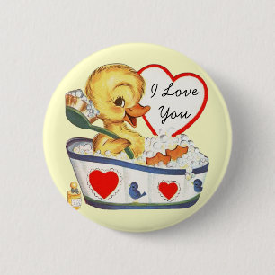 Badge Rond 5 Cm Je t'aime goupilles vintages de Valentine