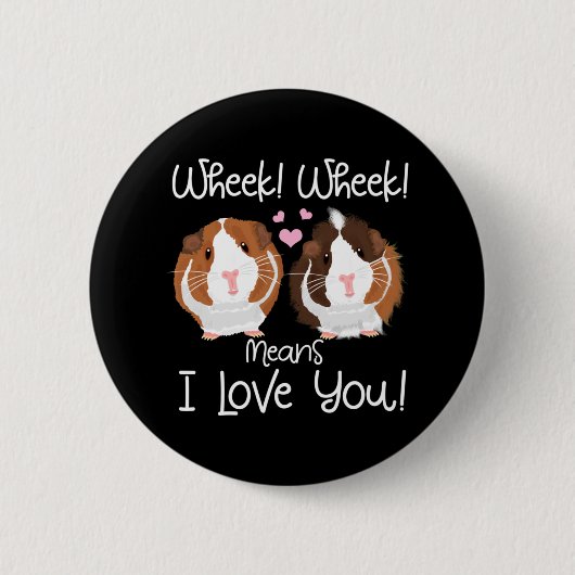 Badge Rond 5 Cm Je T'Aime Guinée Cochon Cavy Roddent (Devant)