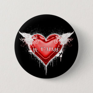 Badge Rond 5 Cm Je t'aime (Je t'aime)