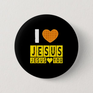 Badge Rond 5 Cm Je t'aime Jésus Gaufre Cœur Jésus t'aime Drôle Br