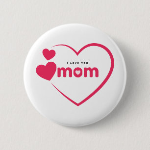 Badge Rond 5 Cm Je t'aime maman, cadeau de fête des mères, pour ma