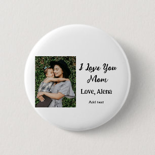 Badge Rond 5 Cm Je t'aime mère jour élégant ajouter photo texte