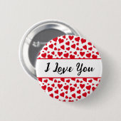 Badge Rond 5 Cm Je t'aime mignon Valentines Day Coeurs rouges (Devant & derrière)
