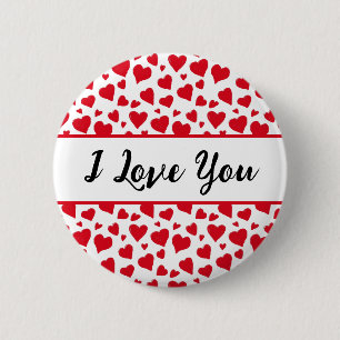 Badge Rond 5 Cm Je t'aime mignon Valentines Day Coeurs rouges