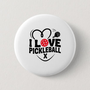 Badge Rond 5 Cm Je t'aime pickleball valentine day cœur 