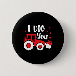 Badge Rond 5 Cm Je t'aime tracteur construction cœur aimant la Sai