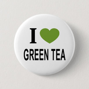 Badge Rond 5 Cm Je ❤️ THÉ VERT avec un cœur vert J'AIME LE THÉ VER