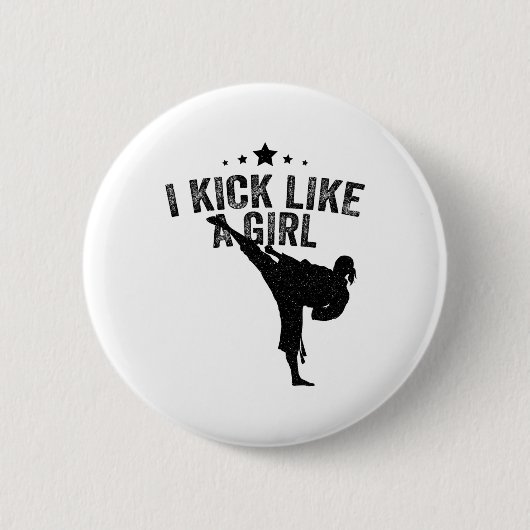 Badge Rond 5 Cm Je Tire Comme Une Fille De Kickboxing Kickboxing (Devant)