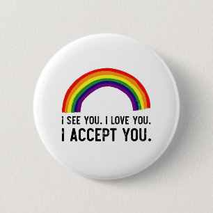 Badge Rond 5 Cm Je vois je t'aime j'accepte Gay Pride LGBT T-Shirt