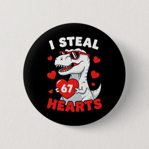Badge Rond 5 Cm Je vole 67 cœurs Drôle 67 Saint-Valentin Dinosaure