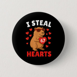 Badge Rond 5 Cm Je vole 67 cœurs Saint-Valentin 67 Meme 6 7 Capy