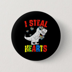 Badge Rond 5 Cm Je vole Coeurs Dinosaure Sensibilisation sur l'aut