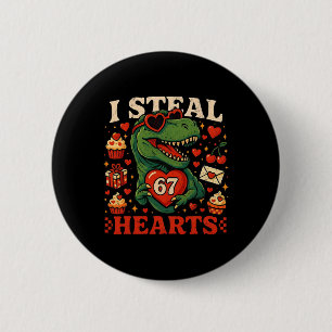 Badge Rond 5 Cm Je vole des cœurs 67 T-rex de la Saint-Valentin dr