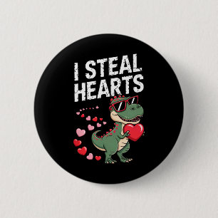 Badge Rond 5 Cm Je vole des cœurs' Dinosaure T-rex de la Saint-Val