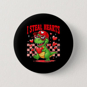 Badge Rond 5 Cm Je vole des cœurs T-rex Dino par garçon Saint-Vale