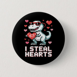 Badge Rond 5 Cm Je vole des coeurs T Rex drôle de dinosaure de la 