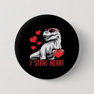 Badge Rond 5 Cm Je vole le cœur T-rex dinosaure Saint-Valentin gar