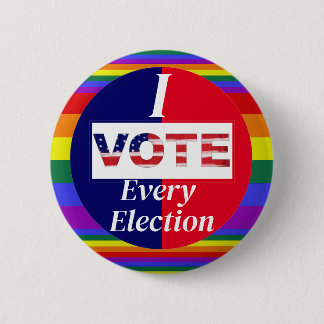 Badge Rond 5 Cm Je VOTE Toutes Les Couleurs De Fierté Électorale