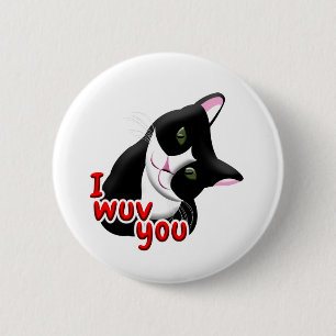 Badge Rond 5 Cm Je vous wuv Chat
