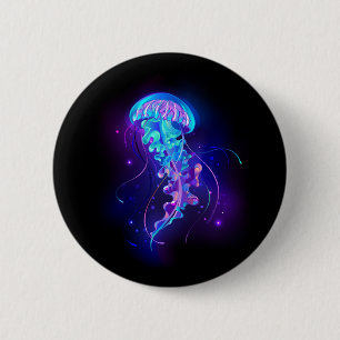 Badge Rond 5 Cm Jellyfish éclatante couleur